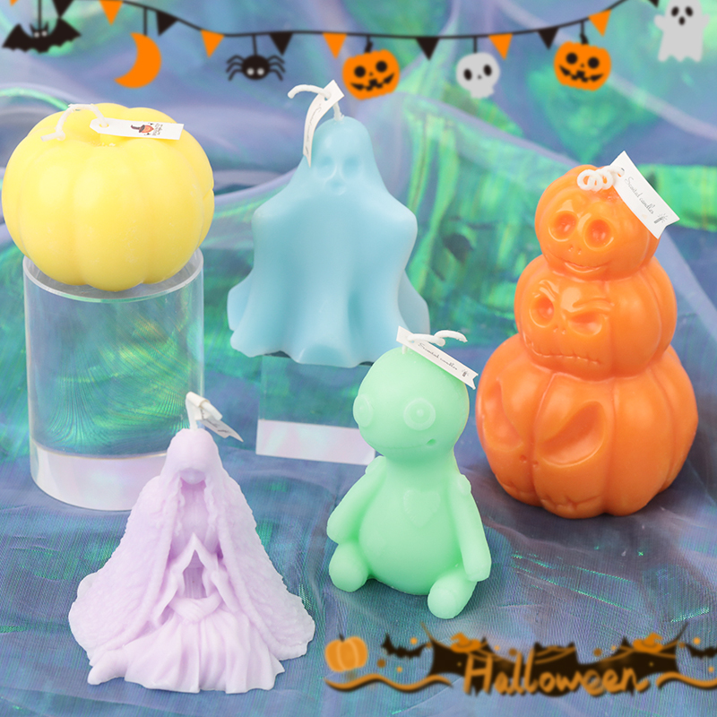 Scented ghost pillar candles Halloween decoration